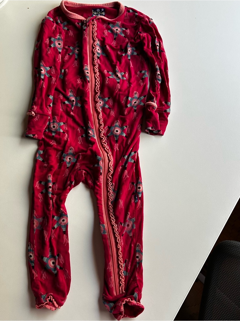 Kickee Pants Bamboo Layette Classic Ruffle Coverall Rhododendron Pinata